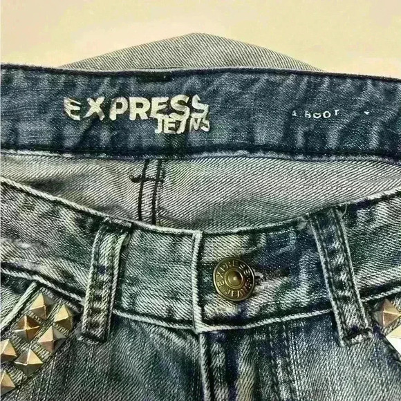 EXPRESS Studded Stella Bootcut Distressed Jeans - Picture 7 of 8